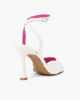 Immagine di GLOBO ROSA - Sandalo bianco in vernice con interno a contrasto fucsia e sottopiede in memory foam, tacco 9,5CM