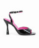 Immagine di GLOBO ROSA - Sandalo nero in vernice con interno a contrasto fucsia e sottopiede in memory foam, tacco 9,5CM