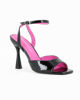 Immagine di GLOBO ROSA - Sandalo nero in vernice con interno a contrasto fucsia e sottopiede in memory foam, tacco 9,5CM