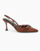 Immagine di MISS GLOBO - Décolleté slingback marrone scamosciata con sottopiede in VERA PELLE e cinturini incrociati, tacco 7,5CM