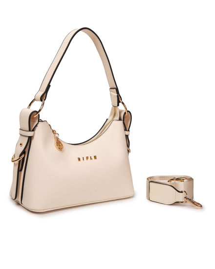 Immagine di RIFLE - Borsa a spalla naturale, tracolla removibile