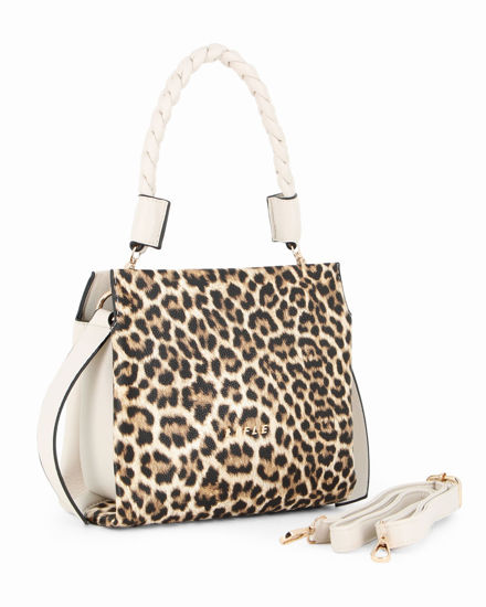 Immagine di RIFLE - Borsa a mano maculata con manico intrecciato e tre scomparti principali, tracolla removibile