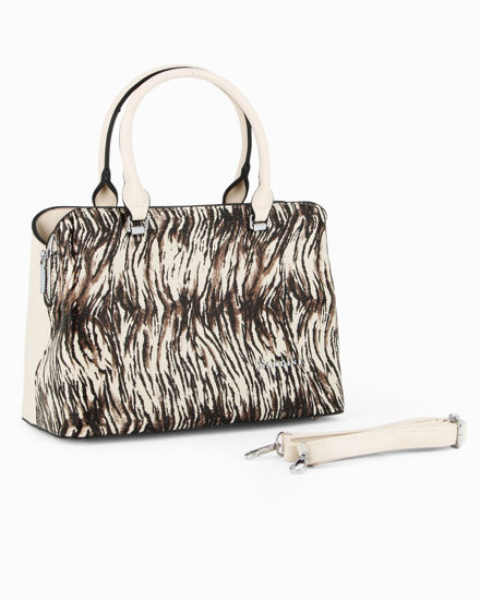 Immagine di NARDINI - Borsa due manici animalier con tre scomparti principali, tracolla removibile