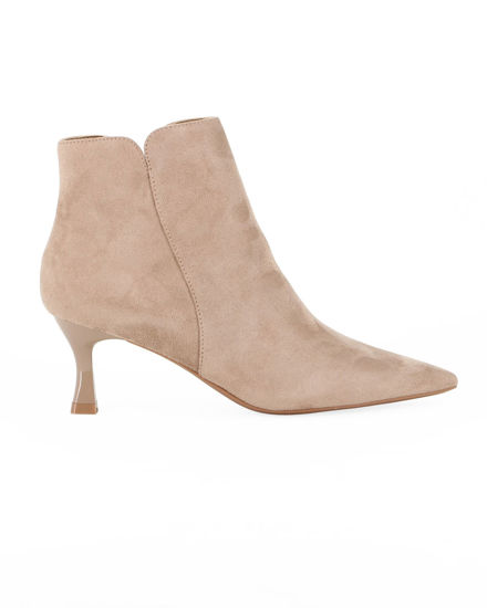 Immagine di MISS GLOBO - Tronchetto khaki scamosciato a punta con zip laterale, tacco 6CM