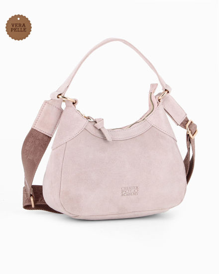 Immagine di CHESTER POLO ACADEMY - Minibag cipria scamosciata in VERA PELLE con tracolla nastro loggata