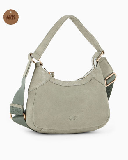 Immagine di CHESTER POLO ACADEMY - Minibag cielo scamosciata in VERA PELLE con tracolla nastro loggata