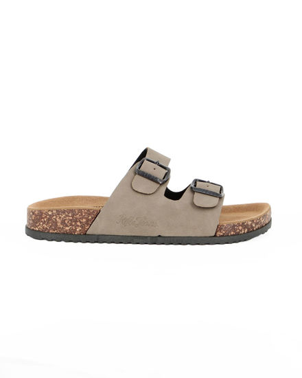 Immagine di RIFLE - Ciabatta tortora con doppia fibbia e sottopiede in VERA PELLE