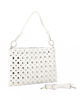 Immagine di NARIDNI - Borsa un manico bianca con borchie e tasca posteriore, tracolla removibile