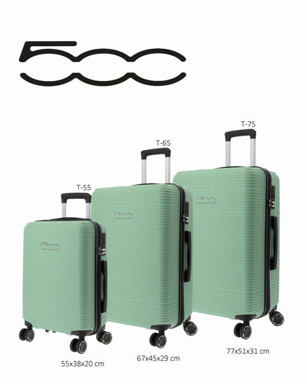 Immagine di FIAT 500 - TROLLEY VERDE IN ABS 4 RUOTE CON COMBINAZIONE TSA