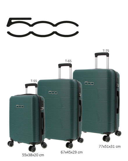 Immagine di FIAT 500 - TROLLEY VERDONE IN ABS 4 RUOTE CON COMBINAZIONE TSA