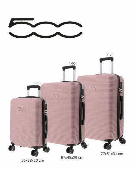 Immagine di FIAT 500 - TROLLEY ROSA IN ABS 4 RUOTE CON COMBINAZIONE TSA