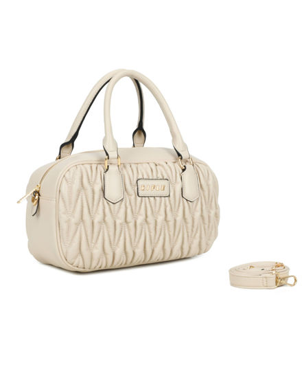 Immagine di RIFLE - Bauletto due manici naturale trapuntato, tracolla removibile