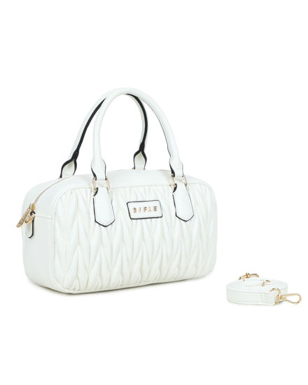 Immagine di RIFLE - Bauletto due manici bianco trapuntato, tracolla removibile