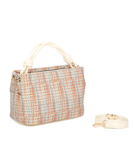 Immagine di RIFLE - Minibag multicolor effetto intreccio con manico intrecciato, tracolla removibile