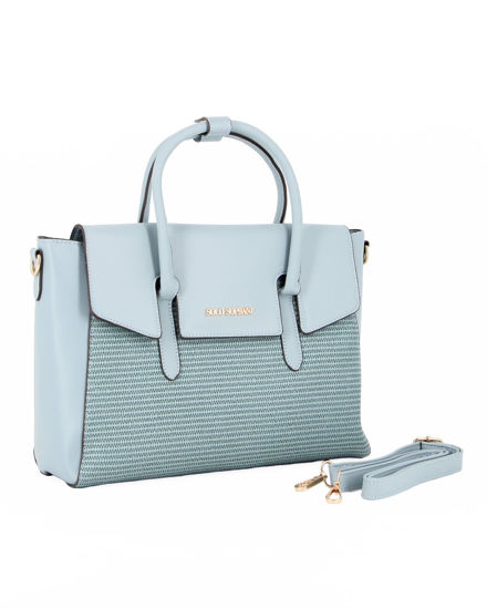 Immagine di SOLO SOPRANI - Borsa due manici jeans con patta, tracolla removibile