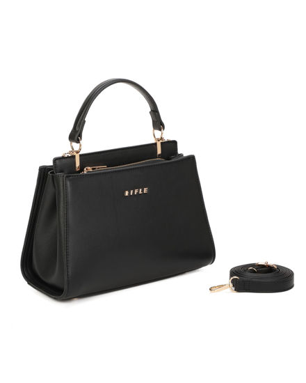 Immagine di RIFLE - Borsa a mano nera con due scomparti principali, tracolla removibile