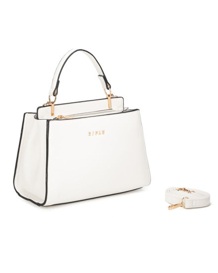 Immagine di RIFLE - Borsa a mano avorio con due scomparti principali, tracolla removibile