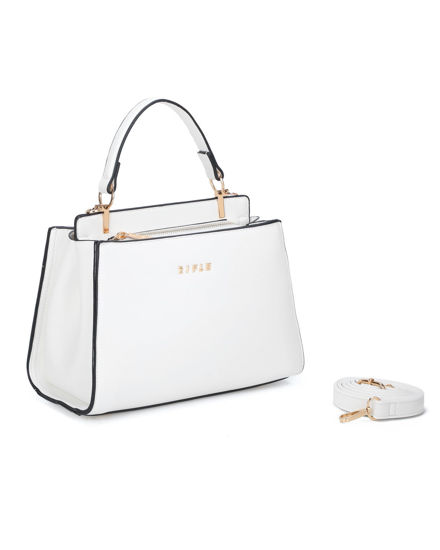 Immagine di RIFLE - Borsa a mano bianca con due scomparti principali, tracolla removibile