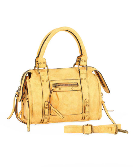 Immagine di NARDINI - Bauletto due manici giallo con taschino frontale, tracolla removibile