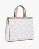 Immagine di LANCETTI - Borsa due manici bianca loggata, tracolla removibile