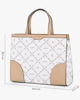 Immagine di LANCETTI - Borsa due manici bianca loggata, tracolla removibile