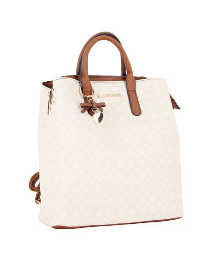 Immagine di SOLO SOPRANI - Zaino panna loggato due manici con tre scomparti principali e tasca posteriore