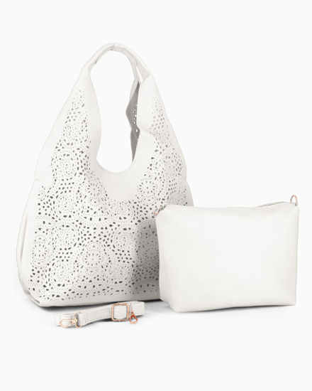 Immagine di NARDINI - Sacca due manici bianca traforata con pochette interna estraibile