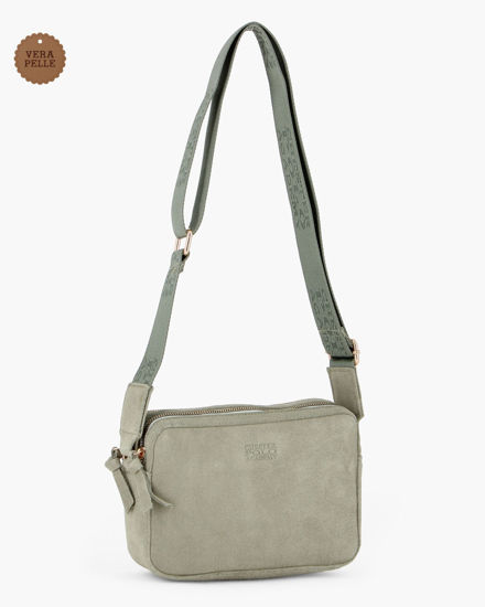 Immagine di CHESTER POLO ACADEMY - Tracolla cielo scamosciata in VERA PELLE con due scomparti principali