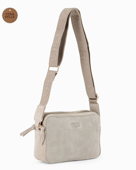 Immagine di CHESTER POLO ACADEMY - Tracolla beige scamosciata in VERA PELLE con due scomparti principali