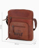 Immagine di RIFLE - Borsello cognac in VERA PELLE con tre tasche frontali