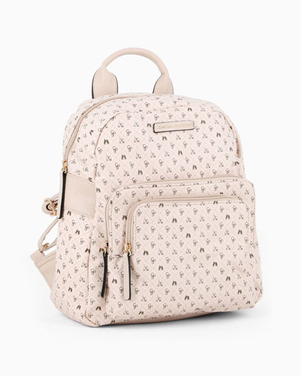 Immagine di CORTINA POLO STYLE - Zaino taupe loggato con doppia tasca frontale