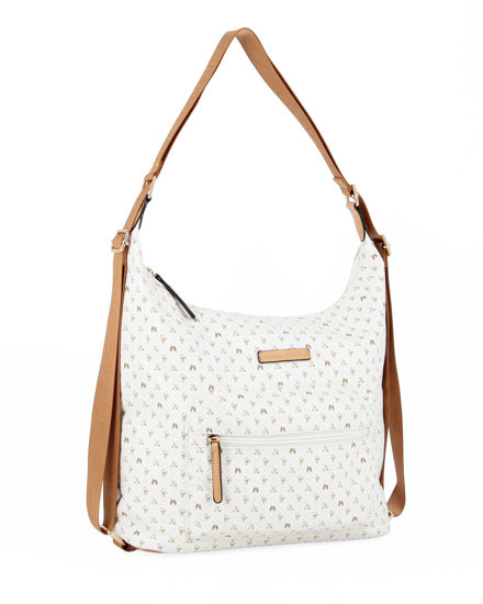 Immagine di CORTINA POLO STYLE - Borsa sacca/zaino beige loggato con tasca frontale