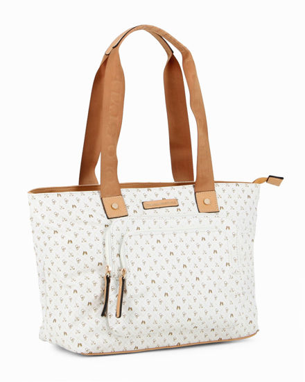 Immagine di CORTINA POLO STYLE - Borsa shopping beige loggata con doppia tasca frontale