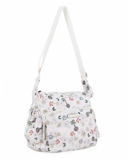 Immagine di CORTINA POLO STYLE - Tracolla bianca con stampa bici, tasca frontale e taschini laterali elasticizzati