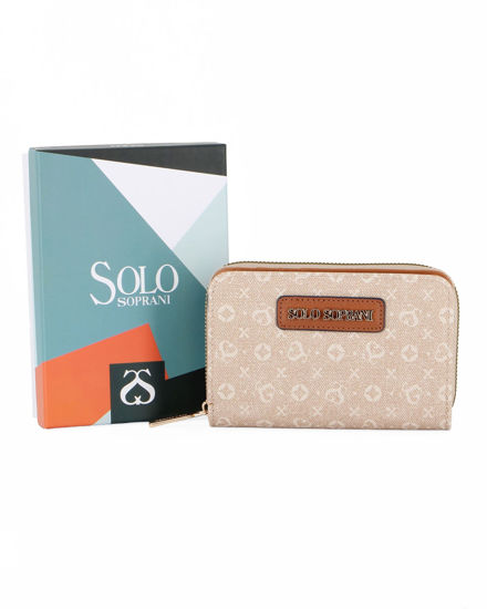Immagine di SOLO SOPRANI - Portafoglio beige loggato con tre scomparti principali