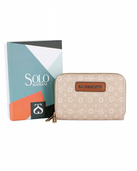 Immagine di SOLO SOPRANI - Portafoglio beige loggato con doppia cerniera