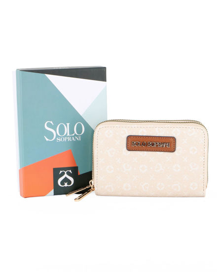 Immagine di SOLO SOPRANI - Portafoglio panna loggato con doppia cerniera
