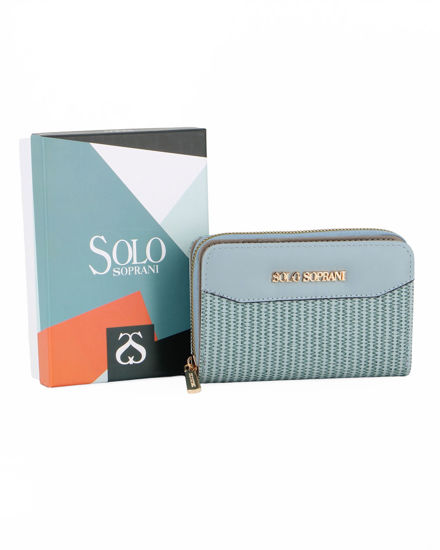 Immagine di SOLO SOPRANI - Portafoglio jeans plissettato con tre scomparti principali