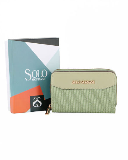Immagine di SOLO SOPRANI - Portafoglio verde plissettato con tre scomparti principali