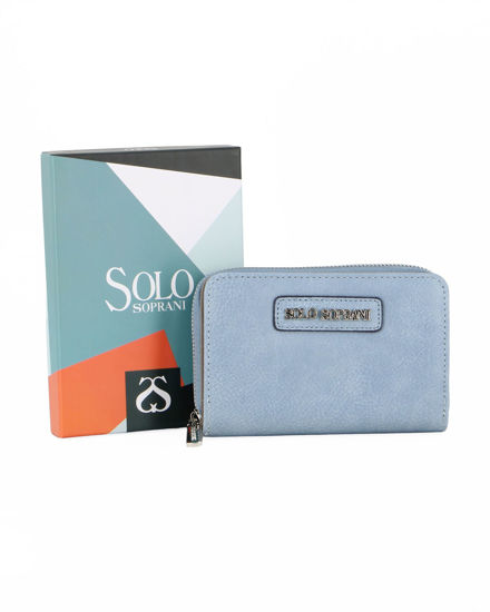 Immagine di SOLO SOPRANI - Portafoglio jeans loggato con due scomparti principali