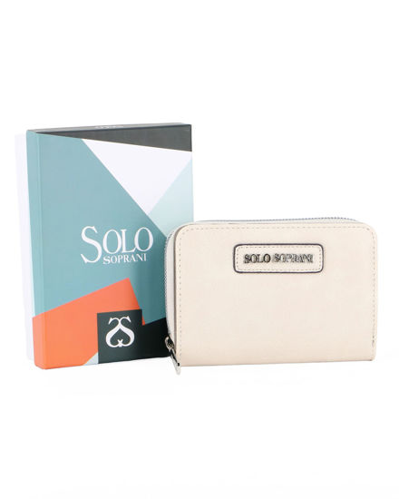 Immagine di SOLO SOPRANI - Portafoglio beige loggato con due scomparti principali