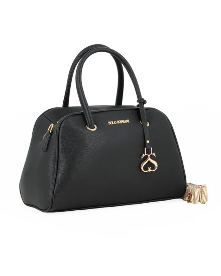 Immagine di SOLO SOPRANI - Borsa bauletto nera con ciondolo e tracolla removibili