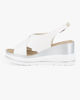 Immagine di MISS GLOBO - Sandalo platform bianco con incrocio frontale e sottopiede in memory soft, zeppa 7,5CM