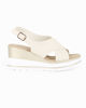 Immagine di MISS GLOBO - Sandalo platform panna con incrocio frontale e sottopiede in memory soft, zeppa 7,5CM
