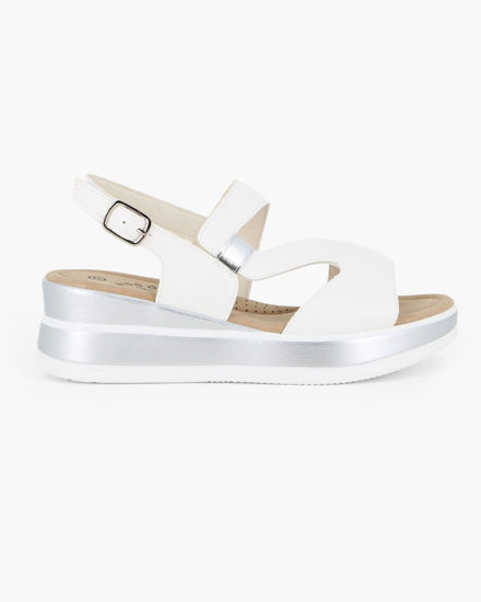 Immagine di MISS GLOBO - Sandalo platform bianco con sottopiede in memory soft, zeppa 5CM