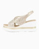 Immagine di MISS GLOBO - Sandalo platform beige con fasce incrociate traforate e sottopiede in memory soft, zeppa 7CM