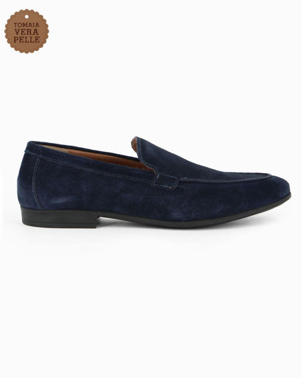 Immagine di CLASS MAN - Mocassino blu scamosciato in VERA PELLE