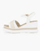 Immagine di MISS GLOBO - Sandalo platform bianco/panna con fibbia sulla fascia anteriore e sottopiede in memory soft, zeppa 7CM