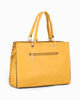 Immagine di NARDINI - Borsa due manici gialla con tasca posteriore e pennacchio a frange, tracolla removibile
