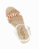 Immagine di MISS GLOBO - Sandalo platform cuoio/beige con sottopiede in memory soft e morsetto con strass, zeppa 7CM